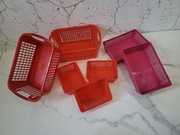 Zestaw Plastikowe Pojemniki Koszyki do Przechowywania Czerwone Fuksja 
