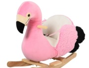 HOMCOM Koń na biegunach z pasem bezpieczeństwa bujak flaming uchwyty plusz