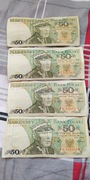 Stare banknoty kolekcjonerskie pięćdziesiąt złotych z 1988r
