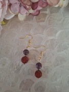 Kolczyki handmade srebro z naturalnych kamieni hematyt granat agat 