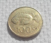 Islandia Ísland Republika ISK 100 koron 2001 KM# 35 Ryba Tasza Ładny stan