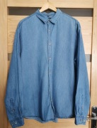 Lekka jeansowa oversize koszula w kropki XXL