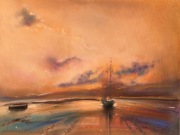 zachód słońca nad jeziorem 30x40 cm Pastel (2część )