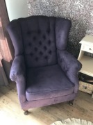 Fotel uszak chesterfield fioletowy
