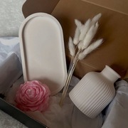 Zestaw wazonik podkładka gipsowa świeca sojowa kwiat 