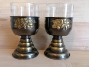 PUCHARKI KUBKI BRĄZ ZŁOCONY SZKLANKI KIELICH DO PONCZU 