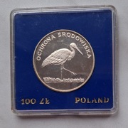 2 srebrne monety 100 zł - bocian i głuszec PRL