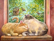ZAKOCHANE KOTKI - koty, kotek obraz olejny