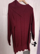 Sweter damski dłuższy kolor bordowy firma Jean Louis Francois rozmiar M/L