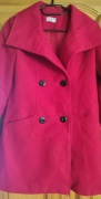 płaszcz TOP TRENDY – malinowy róż, dwurzędowy – rozmiar 38