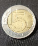 5 zł destrukt obustronny,  rozlany rdzeń 2016 rok