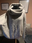 H&M sweter tunika oversize z golfem moher wełna gruby duży