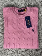 Polo Ralph Lauren sweter vintage cable knit różowy basic S unisex