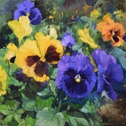 Obraz olejny, Bratki, A.Pszonka. Kwiaty 