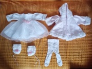 Zestaw ciepłych ubranek na chrzest dla dziewczynki 62-68
