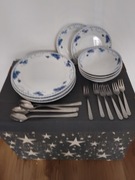 Zestaw obiadowy porcelana ,sztućce 