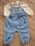 Next komplet niemowlęcy dziewczęcy ogrodniczki kwiaty body jeans 74