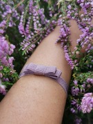 Bransoletka ryps elastyczny kokarda wstążka liliowa lawenda wrzos