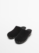 MASSIMO DUTTI czarne zamszowe chodaki 39-40 /129 euro