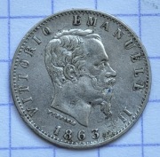 01354 Włochy 20 centesimi 1863 M srebro 