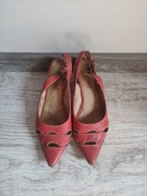 Sandały skórzane czerwone, Caffe Nero, rozmiar 38