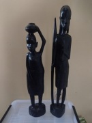 DUŻE FIGURKI Z DREWNA MAHOŃIOWEGO PARA 