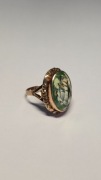 Pierścionek Złoty 585 Oliwin/Chryzolit/Perydot 10.70G XXw. RETRO r17