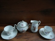 Przedwojenny zestaw porcelany Jager wzór Gloriette kwiaty