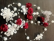 Stroik bordowy różyczki perełki kwiatki do włosów