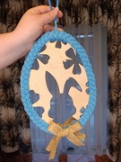 Zajączek wielkanocny kokardą ozdoba okno drzwi wianek jajko