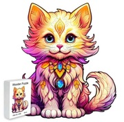 Puzzle drewniane kot kotek dzieci łamigłówka układanka wooden 