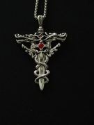 Krzyż z podwójnym mieczem smoka- naszyjnik, wisiorek z  łańcuszkiem 