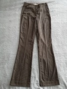 Brązowe eleganckie spodnie dzwony w kant w pepitkę kratkę H&M 34 jak nowe