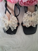 Klipsy do butow szyfonowe perly ślub wesele okazje