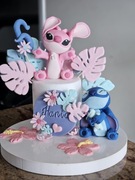 Duży zestaw Stich i Angel kwiaty liście liczba napis