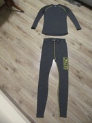 RAVEN damski komplet szary getry bluzka sportowy motocyklowy wełna merino_L