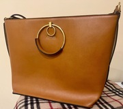 Torebka Puccini z paskiem Elegancka duża brązowa camel bardzo dobry bez rys