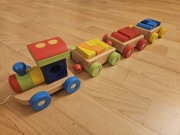 Drewniany pociąg, klocki, sorter - stan idealny