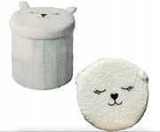 Puf składany Pufa dziecięca Smukee Kids biały miś 30,5x30,5 wysokość 36 cm