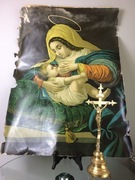 Stary Duży Obraz litografia Andrea Solari Matka Boska karmiąca 