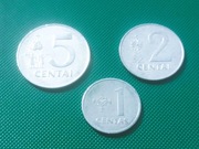 LITWA Zestaw 3 monet 1 2 5 Centai 1991 k60