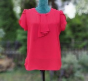 Czerwona bluzka M 38 L 40 szyfon żorżeta czerwień top 