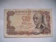 BANKNOT HISZPANIA 100 Pesetas 1970 r.seria 4 H