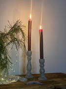 Drewniane świeczniki handmade – styl vintage, ręcznie malowane z patyną