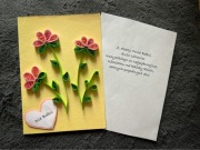 Kartka dzień babci i dziadka, dla babci, ręczenie robiona, quilling