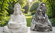Zestaw figurek religijnych – Jezus i Maryja – biały mat & srebrny połysk