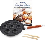 Żeliwna patelnia  do duńskich pączków Aebleskiver , książka odpinany uchwyt