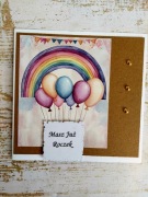 Kartka na Roczek balony tęcza