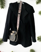 Markowy płaszcz czarny wełniany Patrizia Pepe s zimowy ciepły