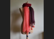 Szal mohair angora, pomarańczowy – czerwony - brązowy